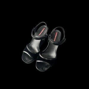 PRADA SPORT Patent Leather Bow Accents Sandals Women's Size: 8
